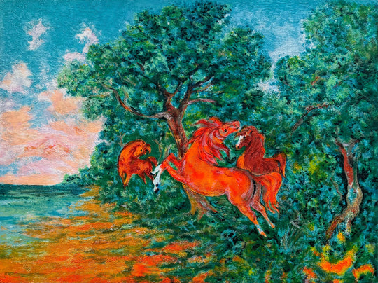 Cavalli in riva al fiume  | Aligi Sassu