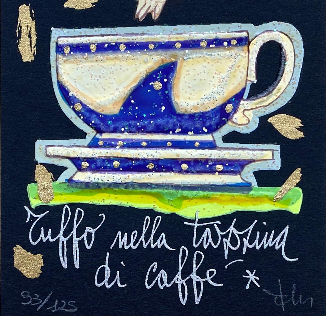 Tuffo nella tazzina di caffè  (Fondo blu) | Francesco Musante