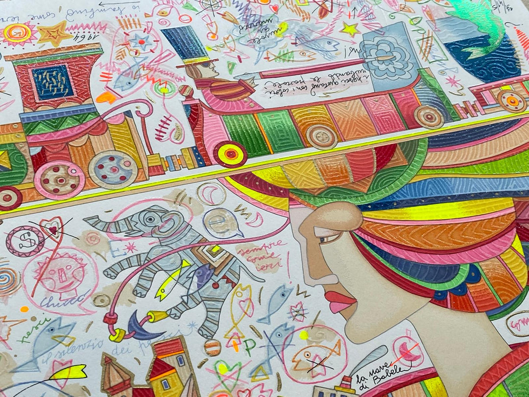 Vedo il trenino del maestro Joan (fondo bianco) | Francesco Musante