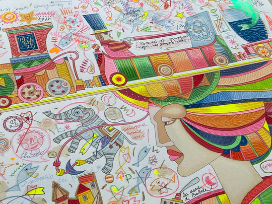 Vedo il trenino del maestro Joan (fondo bianco) | Francesco Musante