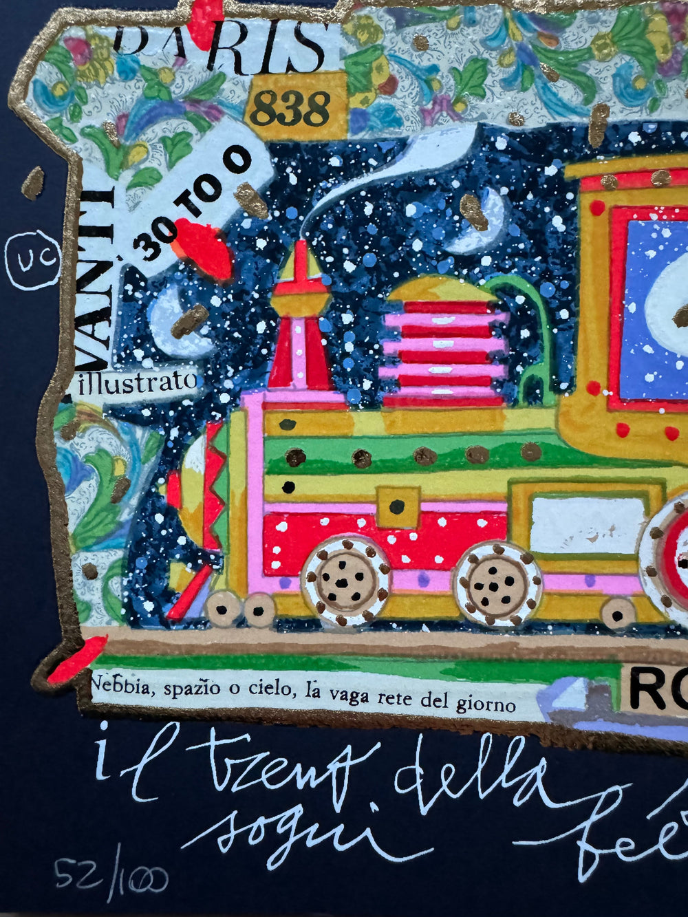 Il treno della sera mi porta sogni felici (fondo blu) | Francesco Musante