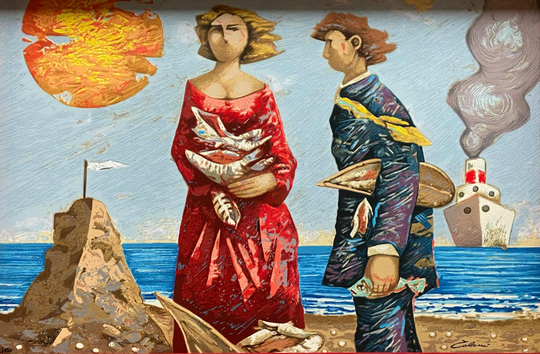 Opera incorniciata: Cercatori di conchiglie | Giampaolo Talani