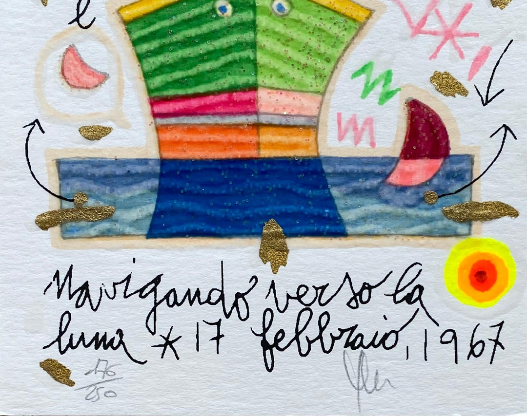 Navigando verso la luna (Fondo bianco) | Francesco Musante