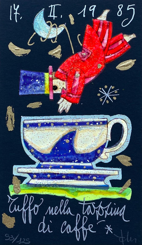 Tuffo nella tazzina di caffè  (Fondo blu) | Francesco Musante