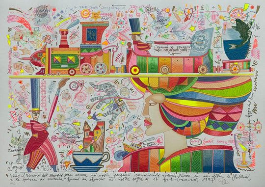 Vedo il trenino del maestro Joan (fondo bianco) | Francesco Musante