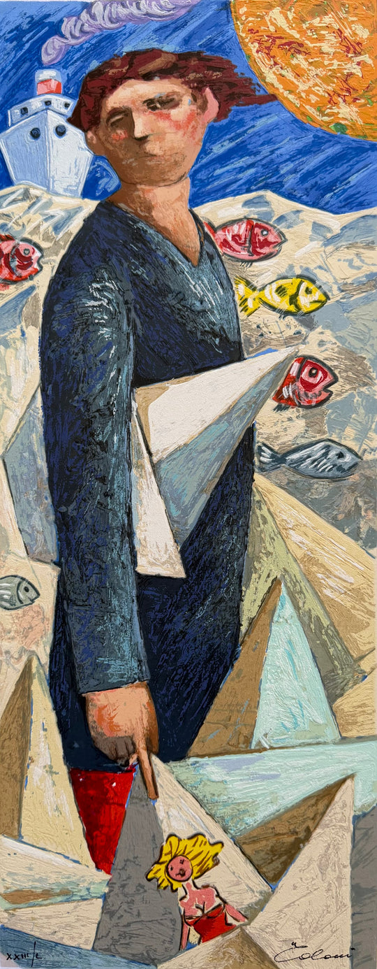 Le barche del viaggio: un uomo | Giampaolo Talani - Arte Focus™