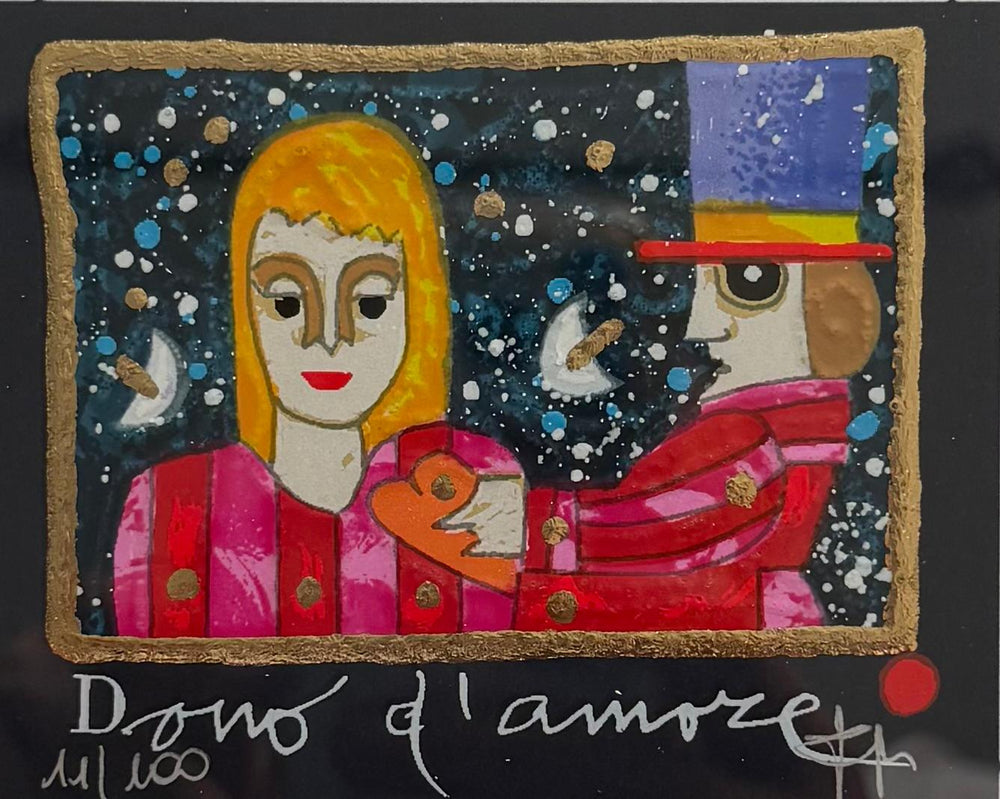 Opera in cornice: Dono d'amore (fondo blu) | Francesco Musante