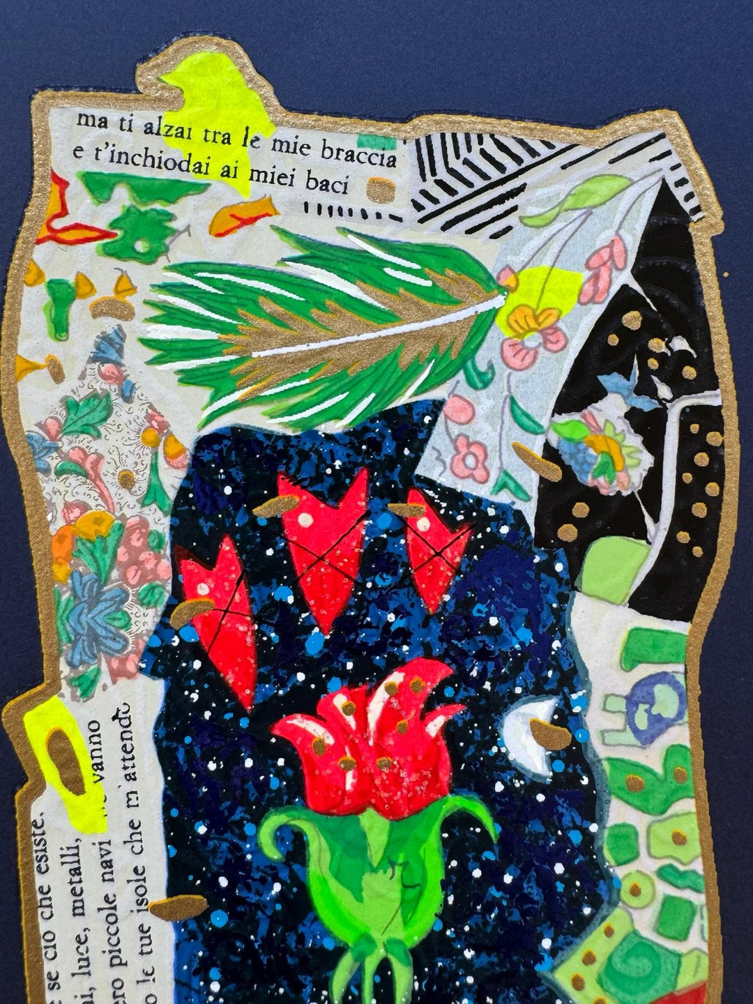 Una rosa nata dal mio cuore (fondo blu)  | Francesco Musante