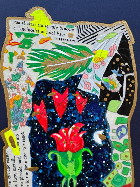 Una rosa nata dal mio cuore (fondo blu)  | Francesco Musante