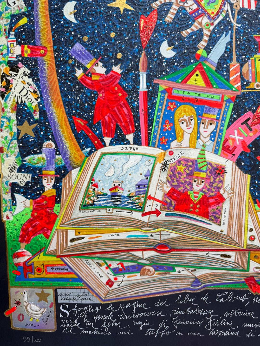 Sfoglio le pagine dei libri di Calvino (fondo blu) | Francesco Musante