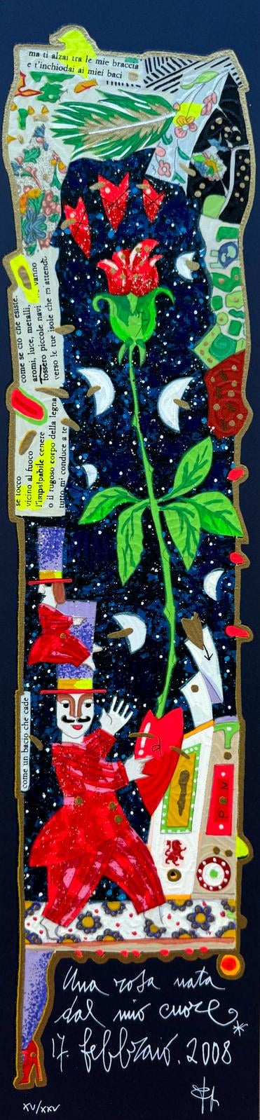 Una rosa nata dal mio cuore (fondo blu)  | Francesco Musante