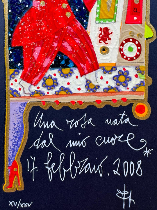 Una rosa nata dal mio cuore (fondo blu)  | Francesco Musante