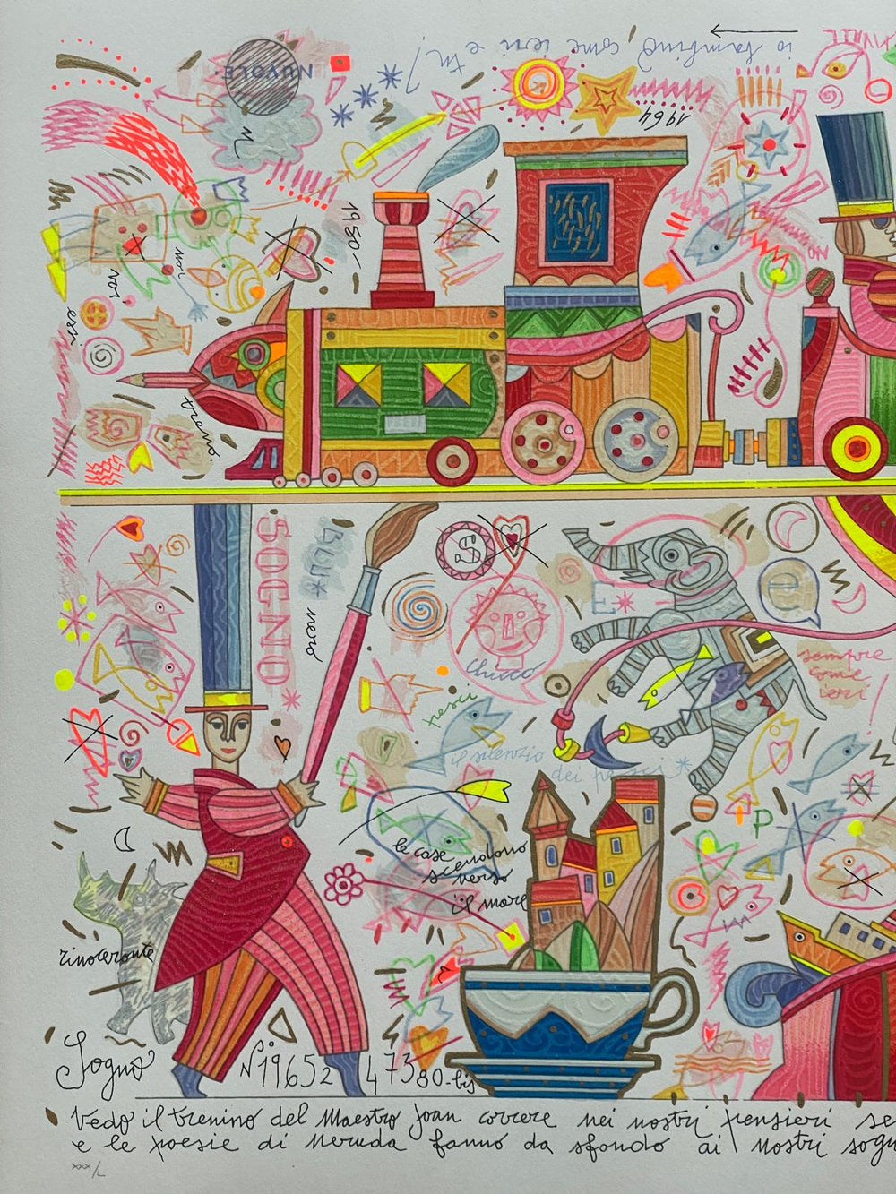 Vedo il trenino del maestro Joan (fondo bianco) | Francesco Musante