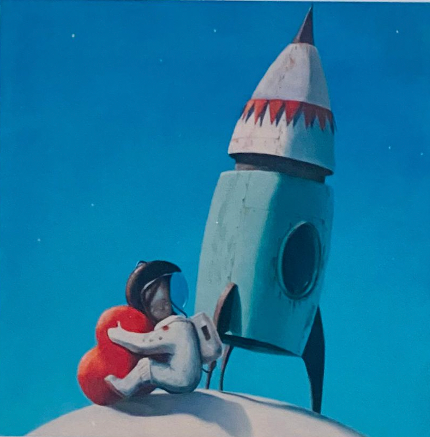 Opera in cornice: Abbraccio spaziale | Diego Santini