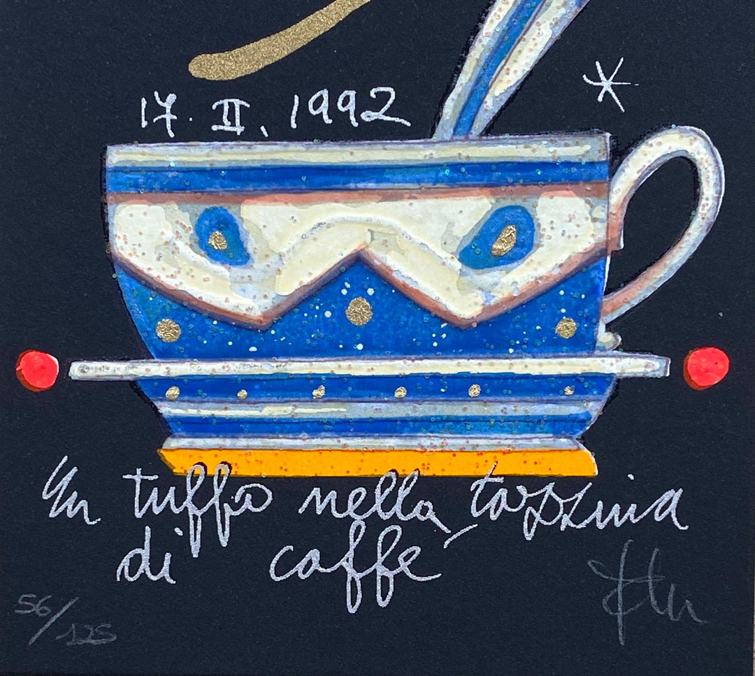 Un tuffo nella tazzina di caffè  (Fondo blu) | Francesco Musante
