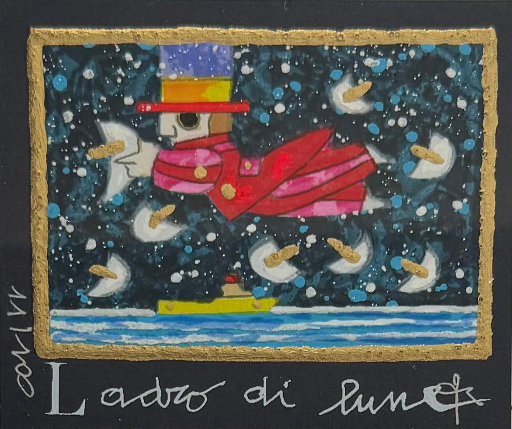 Opera in cornice: Ladro di lune (fondo blu) | Francesco Musante