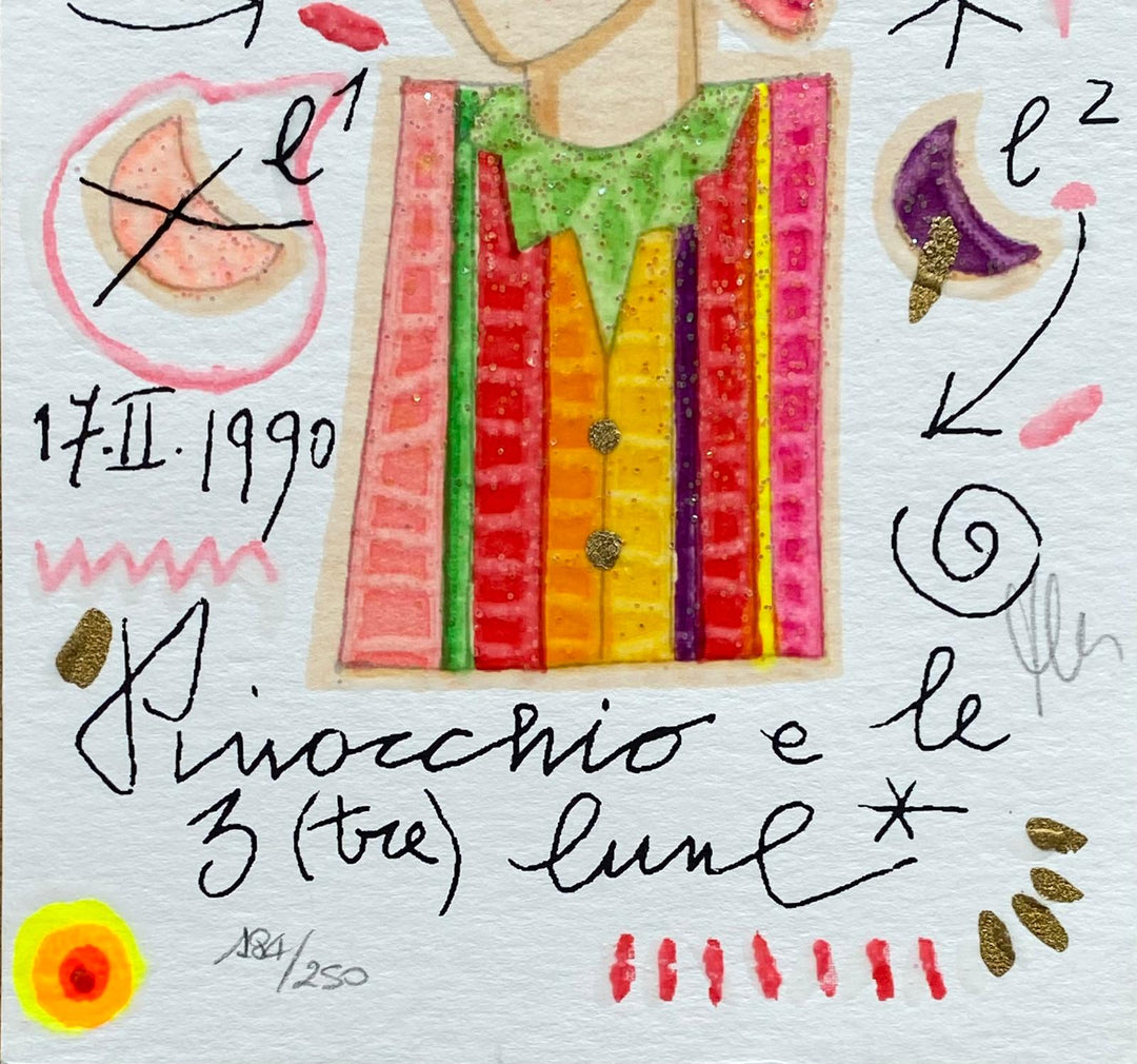 Pinocchio e le 3 (tre) lune (Fondo bianco) | Francesco Musante