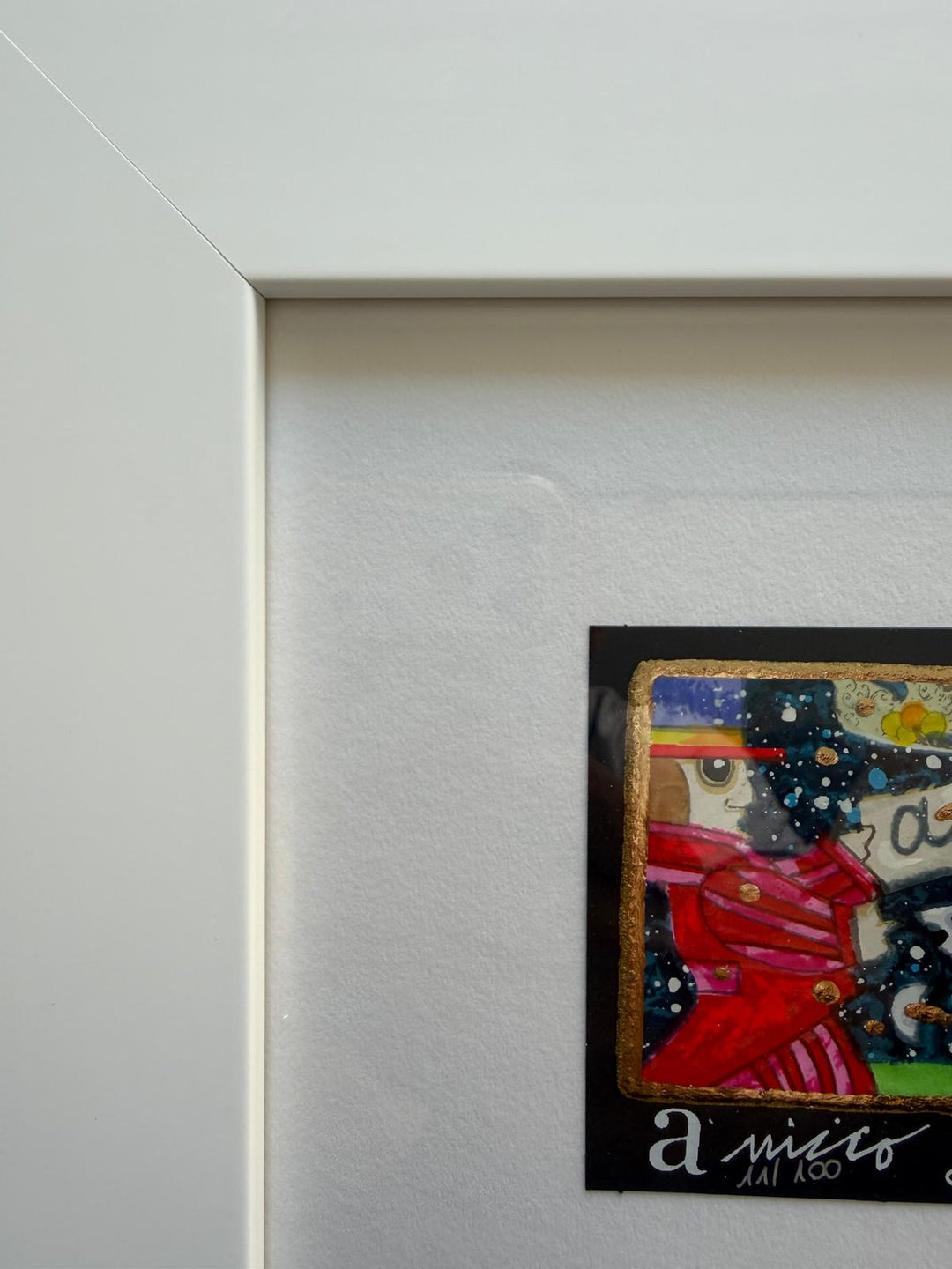 Opera in cornice: Amico gatto (fondo blu) | Francesco Musante - Arte Focus™