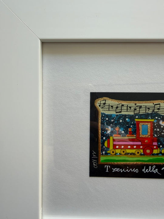 Opera in cornice: Trenino della dolcezza (fondo blu) | Francesco Musante