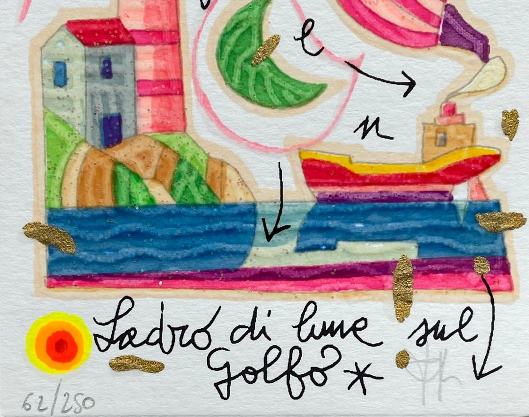 Ladro di lune sul golfo II (Fondo bianco) | Francesco Musante