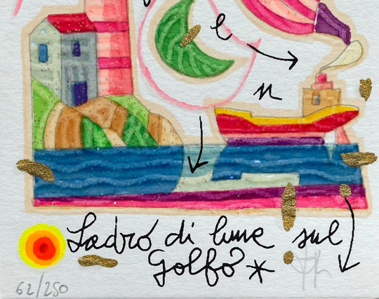 Ladro di lune sul golfo II (Fondo bianco) | Francesco Musante