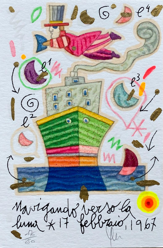 Navigando verso la luna (Fondo bianco) | Francesco Musante